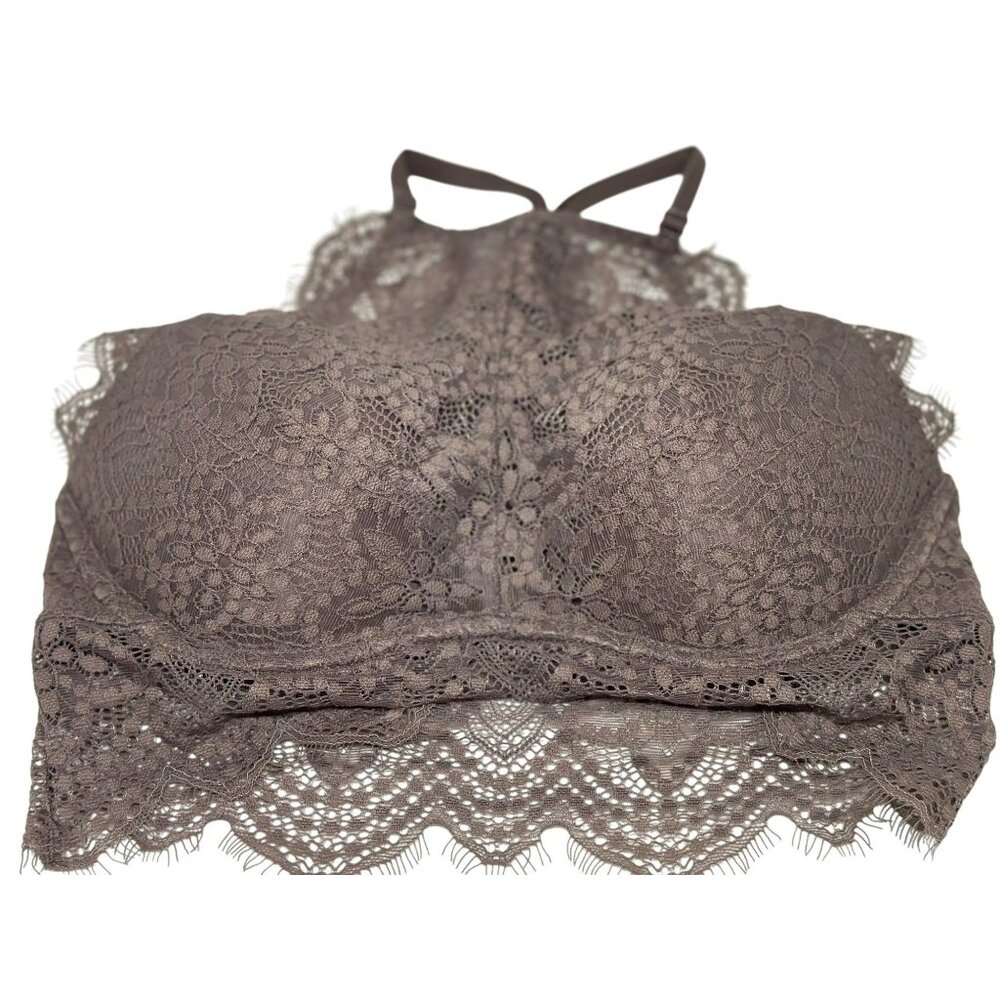 PINK by Victoria’s‎ Secret Floral Lace Bralette – Brown & Pink, Padded XS/TP